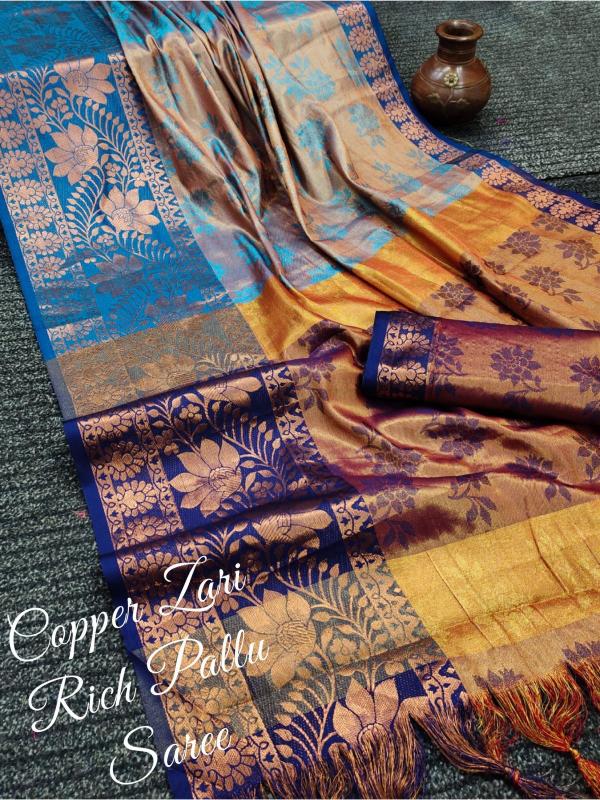 Aab Copper Lari Ocassional Silk Saree Collection